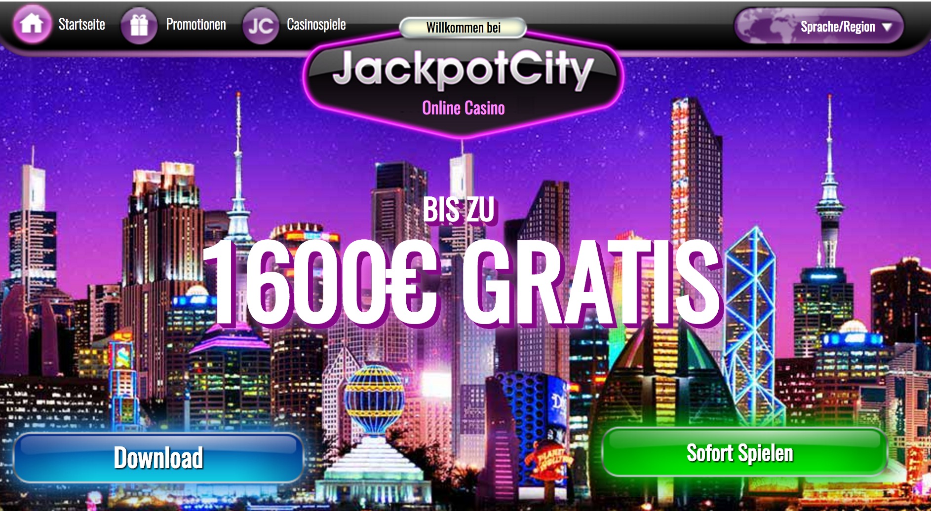 Saftiges Startkapital gefällig? Sichere dir bis zu 1.600 € Willkommensbonus im Jackpot City Online Casino und räume dicke Gewinne ab.