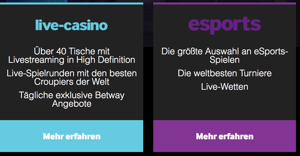 werden von Betway Sportwetten und In-Play Wetten angeboten