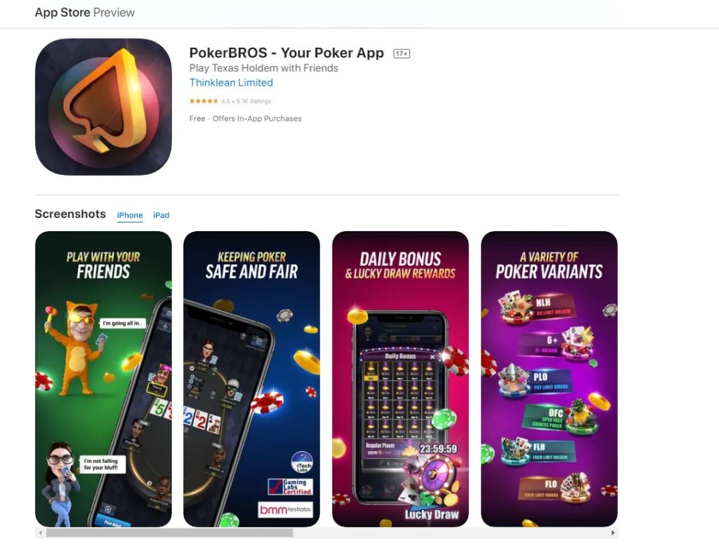 PokerBros on Apple Store