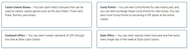 Sloto Cash Casino promos and offers