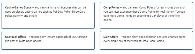 Sloto Cash Casino promos and offers