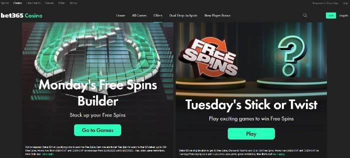 Bet365 casino latest offers and promotions