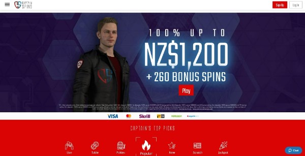 Captain spins online casino