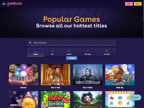 Gambola Casino homepage