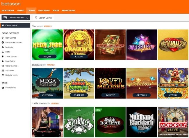 Betsson casino games