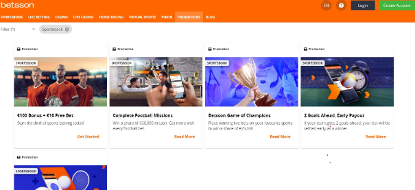 Betsson casino welcome bonuses