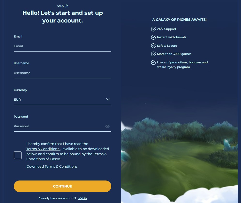 Casoo casino create an account