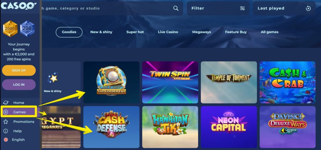 Casoo casino list of games
