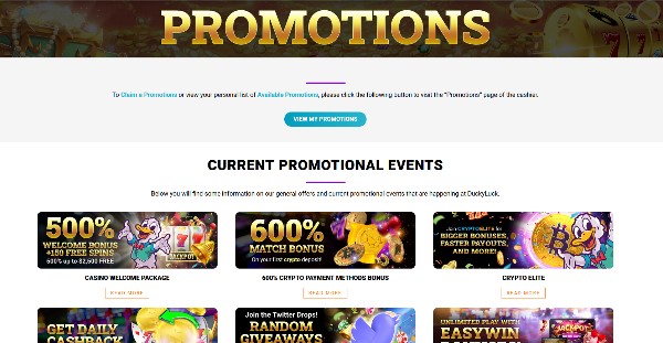 Ducky Luck Casino promotions