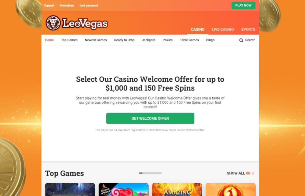 LeoVegas casino welcome offer
