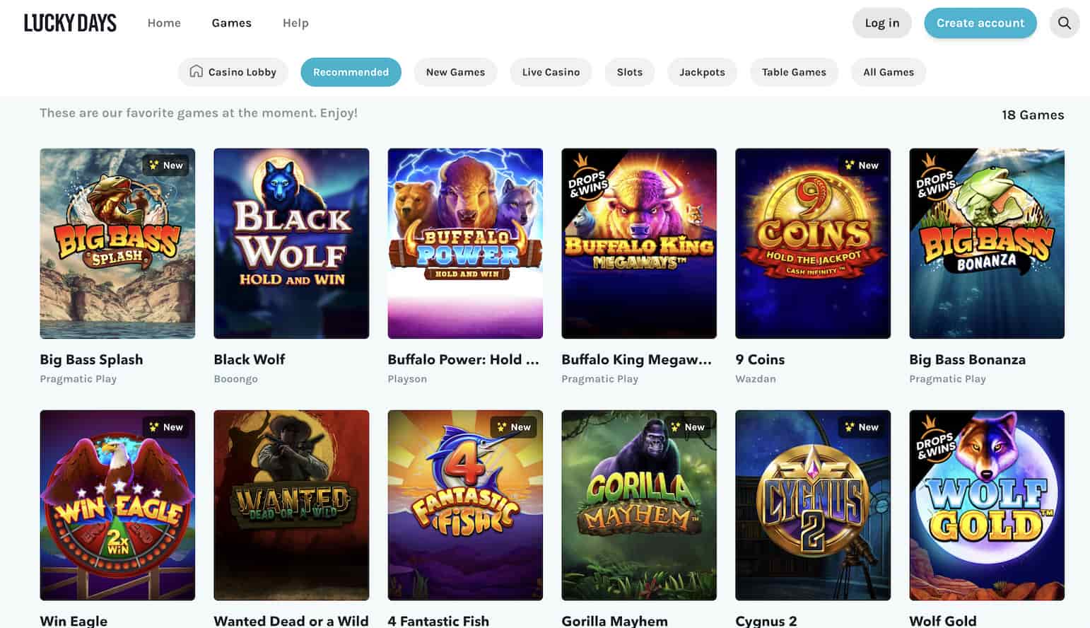luckydays casino games