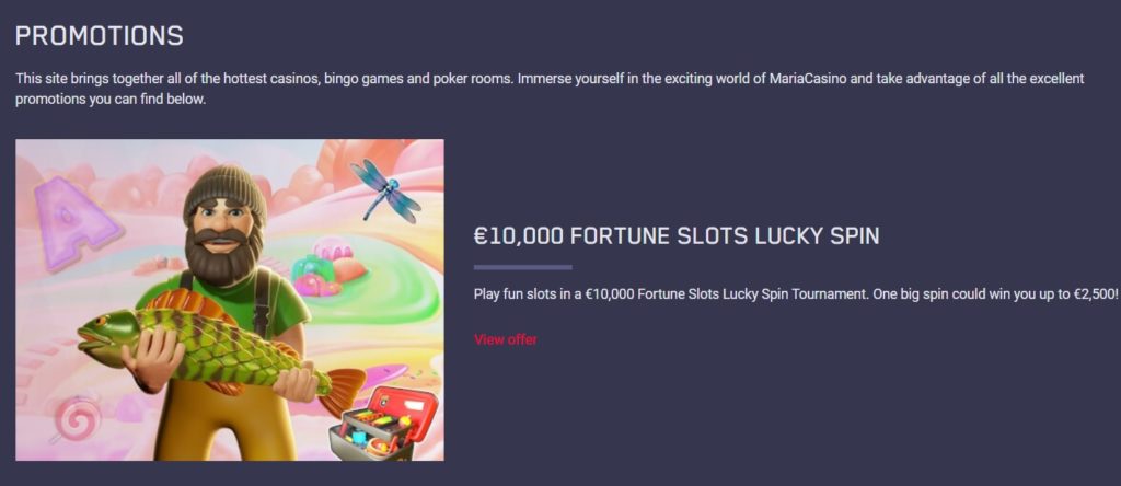 Maria Casino fortune slots luck spin promotion