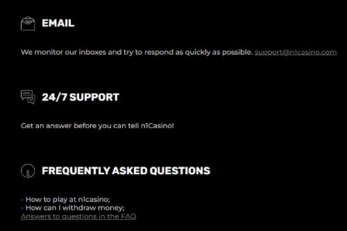 N1 casino customer support