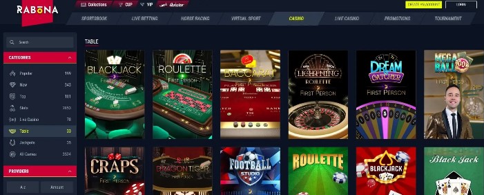 rabona casino games