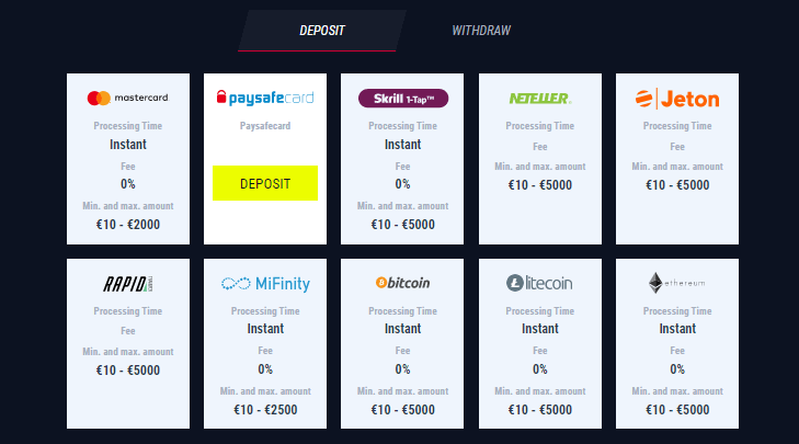 rabona casino payment