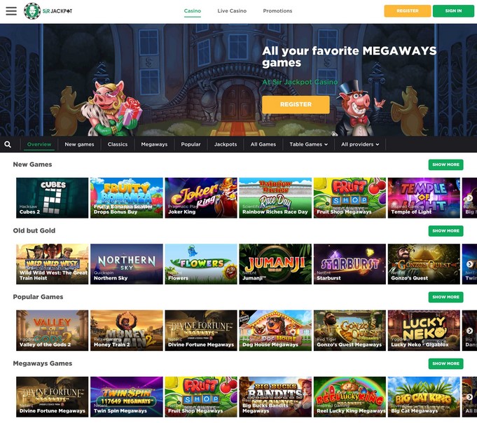 sir jackpot casino games