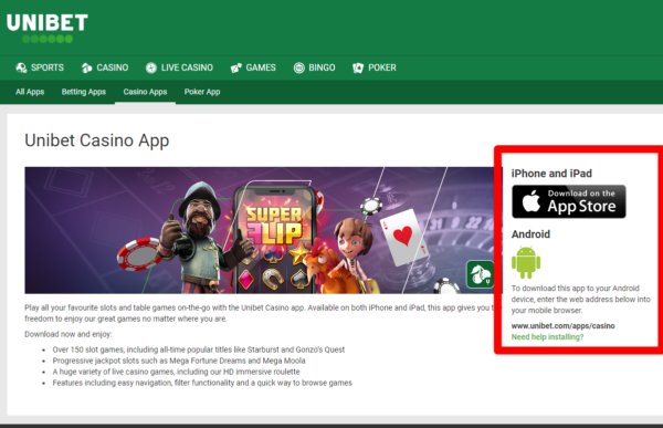 unibet casino app