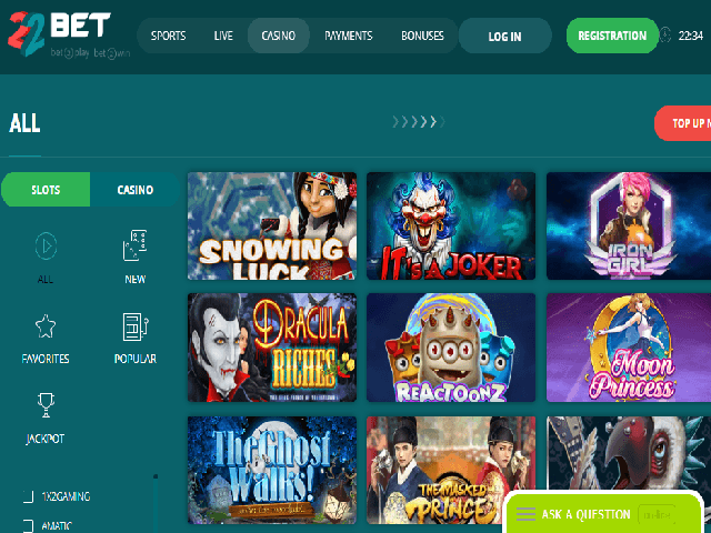 22bet casino slot games