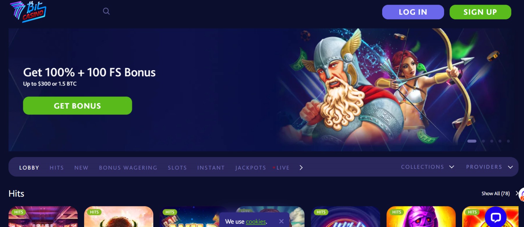 7bit casino website homepage screenshot