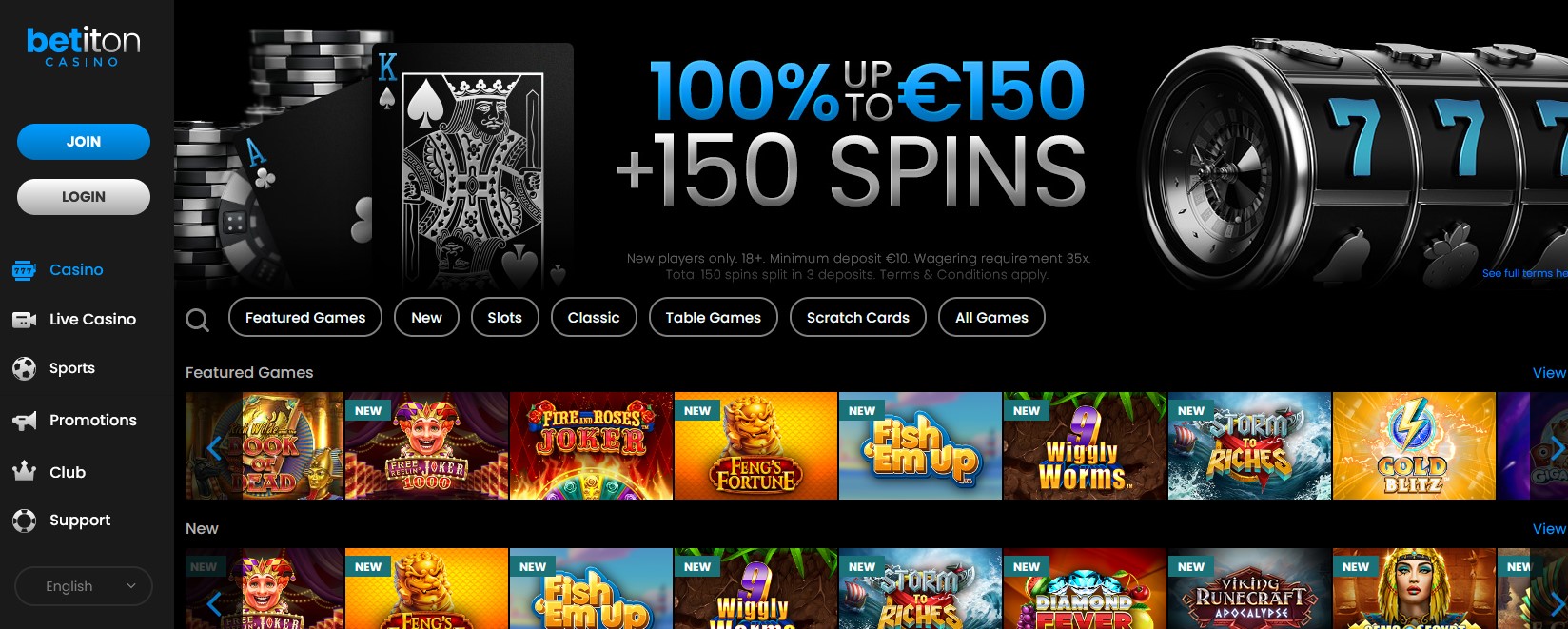 betiton casino website homepage screenshot