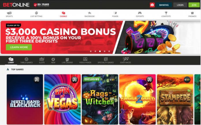 betonline casino website homepage screenshot