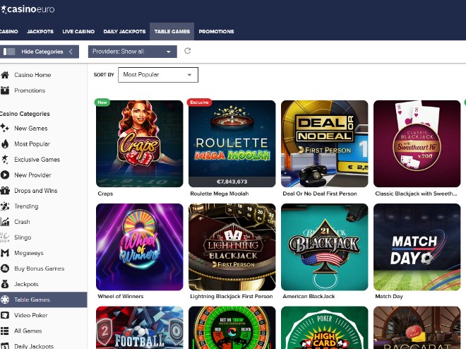 casino euro games