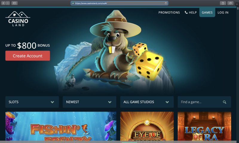 Casinoland homepage screenshot