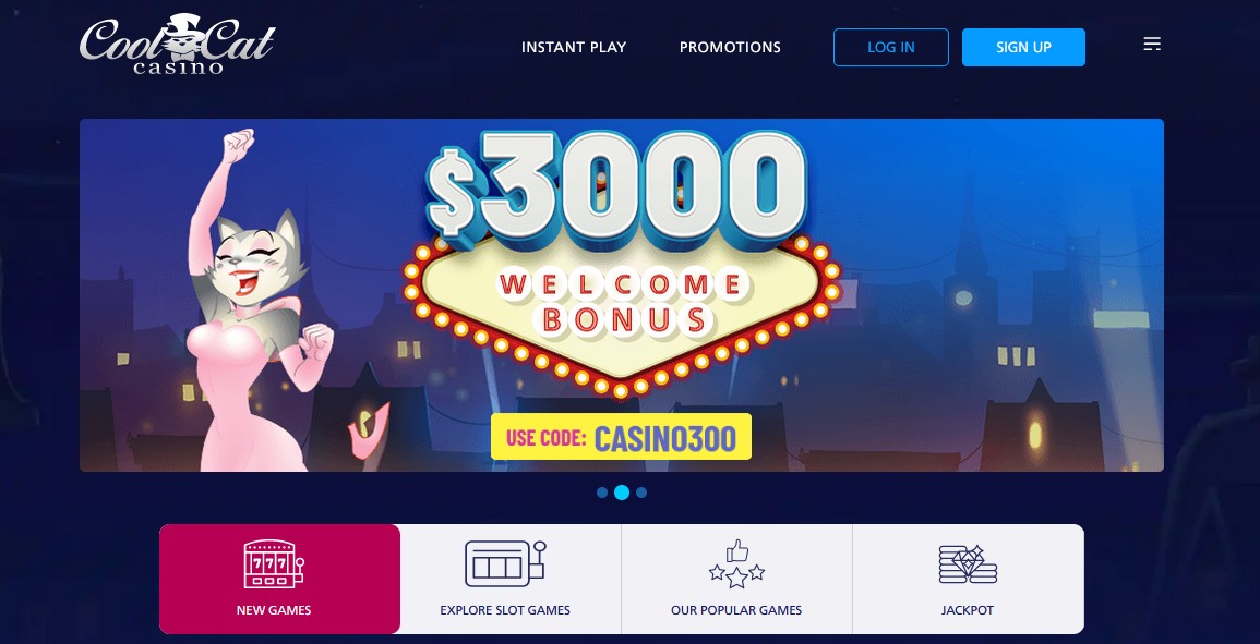 cool cat casino website homepage screenshot