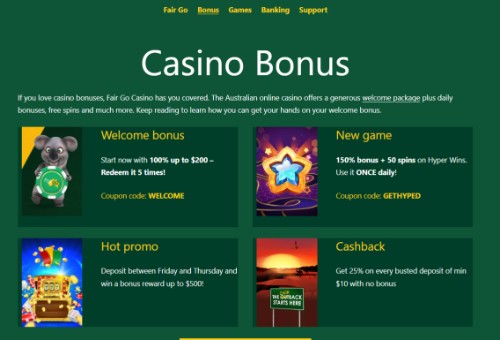 fair go casino bonus