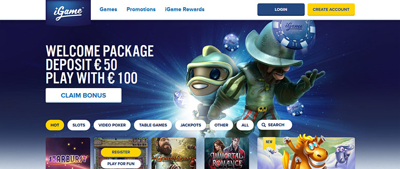 igame casino homepage screenshot