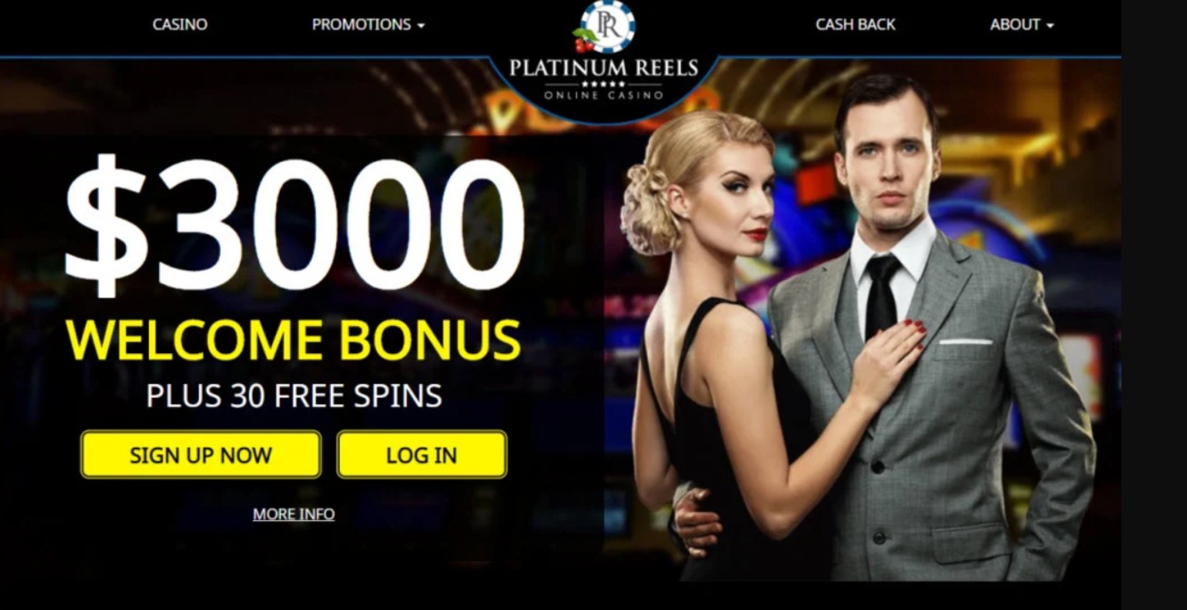 platinum reels casino website homepage screenshot