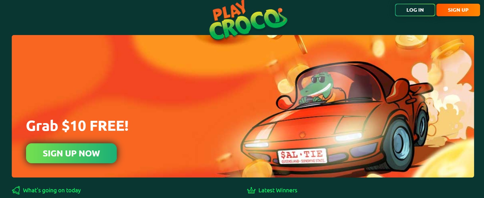 playcroco casino website homepage screenshot