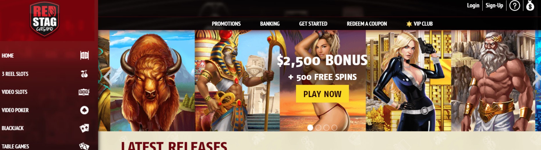 red stag casino website homepage screenshot