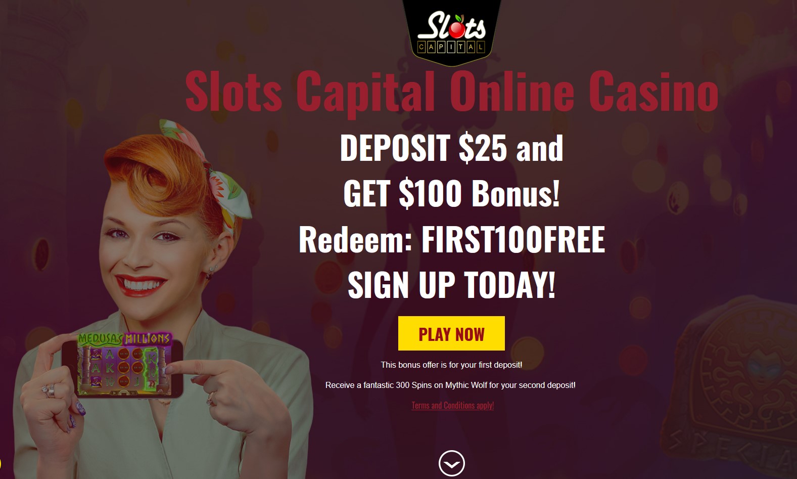 Tangkapan layar beranda Slots Capital Casino