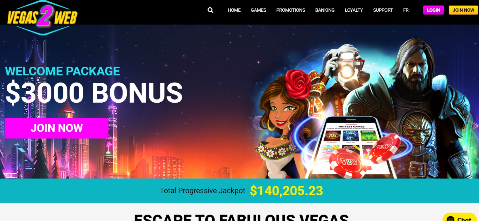 tangkapan layar beranda situs web kasino web vegas 2