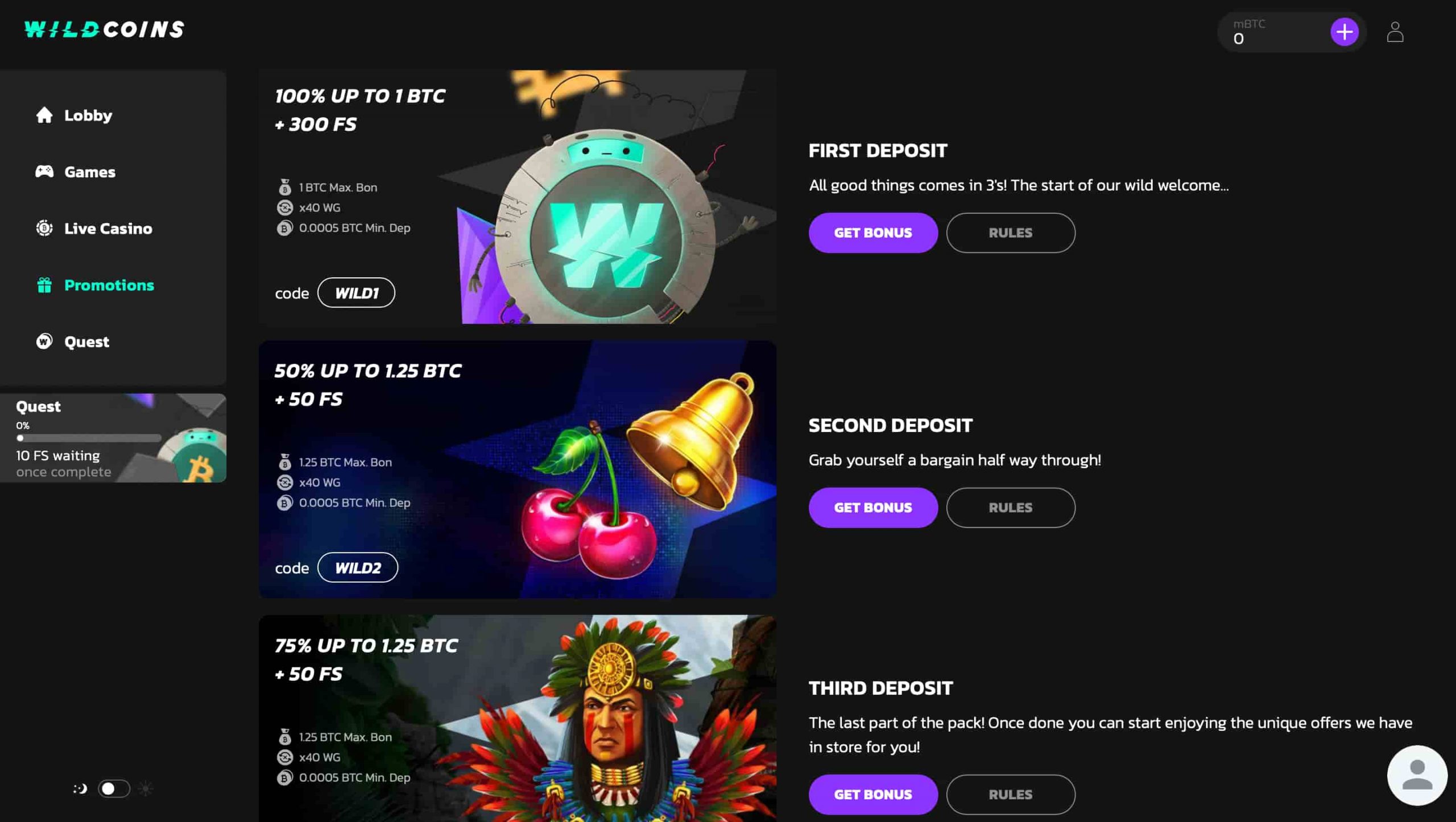 wildcoins casino promotions