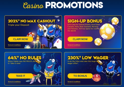 Promosi kasino Yabby dan kode bonus