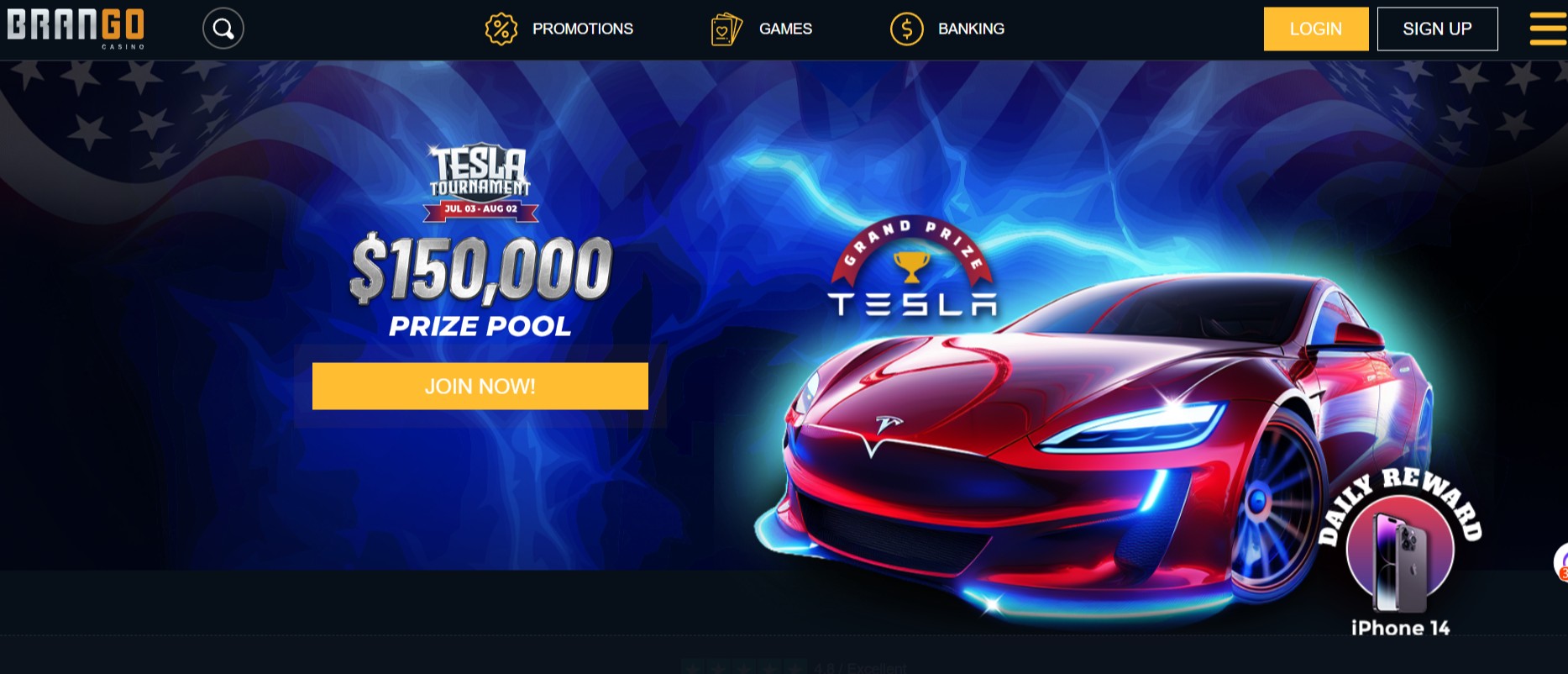 brango casino website homepage screenshot