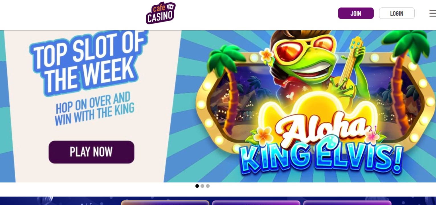 cafe casino website homepage screenshot