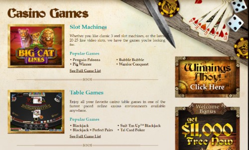 captain jack casino games