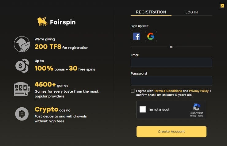 fairspin casino bonuses