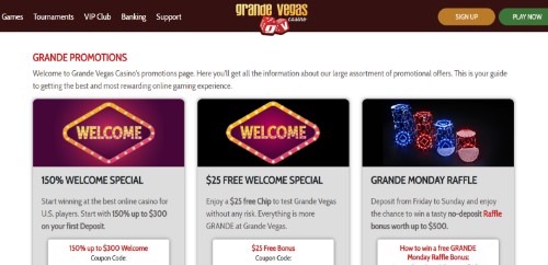 grande vegas casino bonuses