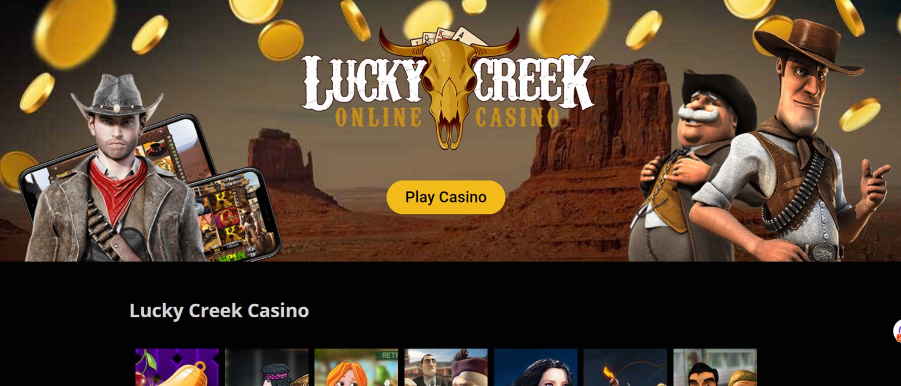 lucky creek casino website homepage screenshot