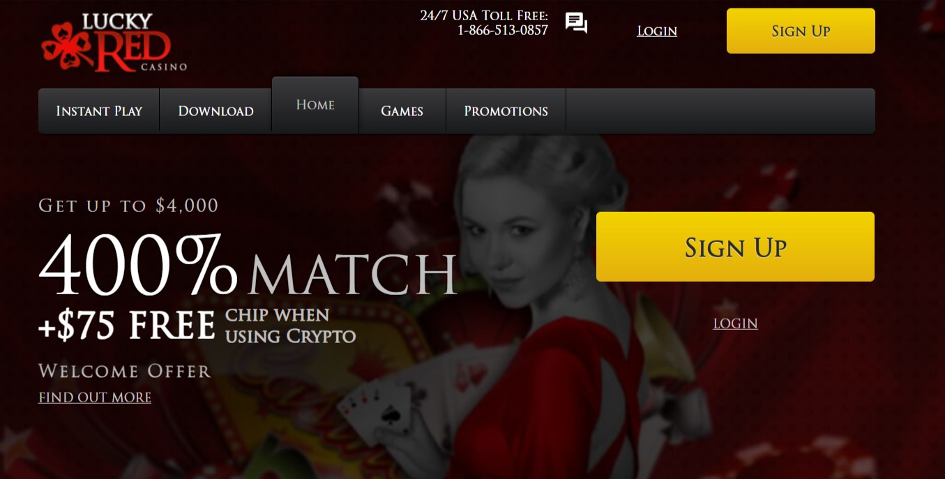 tangkapan layar beranda situs web kasino lucky-red