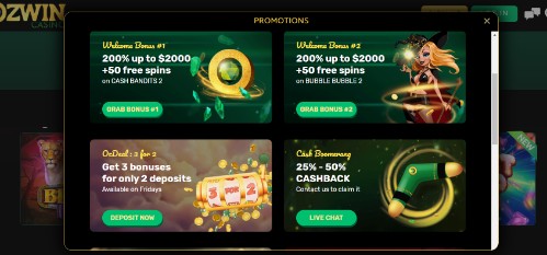 ozwin casino bonuses