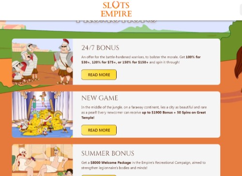 slots empire casino bonuses